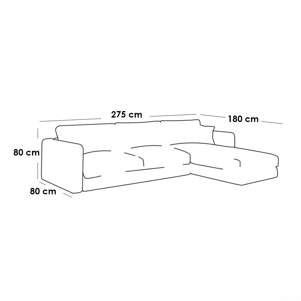 Beech wood corner sofa 275x180cm - COZ2