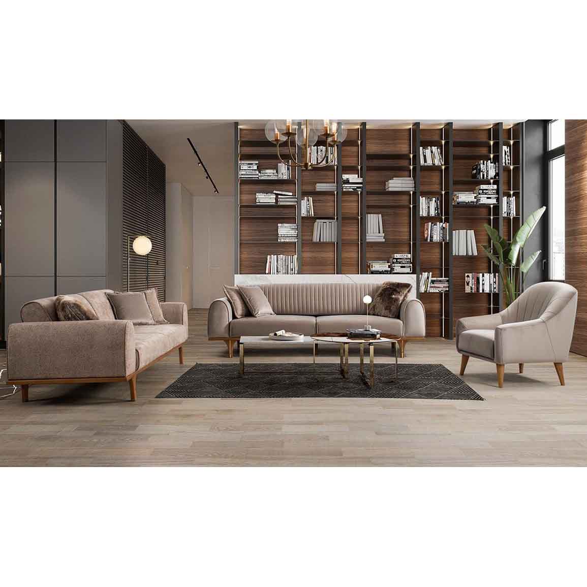 Beech wood sofa set - 3 pieces - QAM33 – Chic Homz