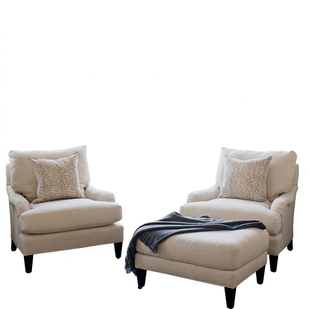 Two chairs with pouf - 3 pieces - FUD302