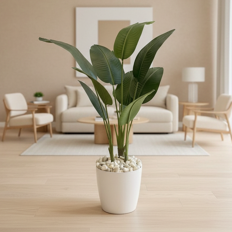 إناء زرع مع شجرة موز