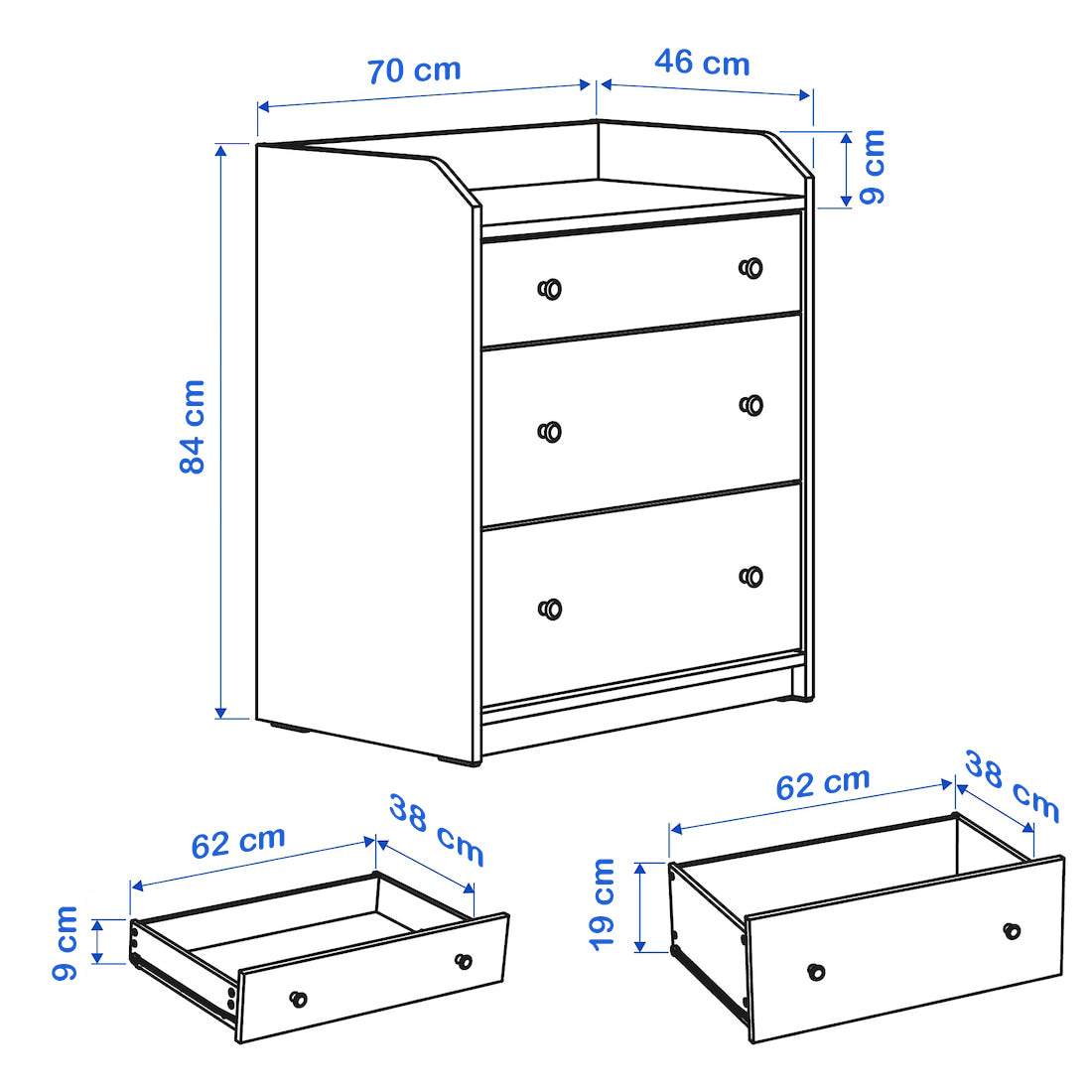 وحدة أدراج 70×46سم- WDY65