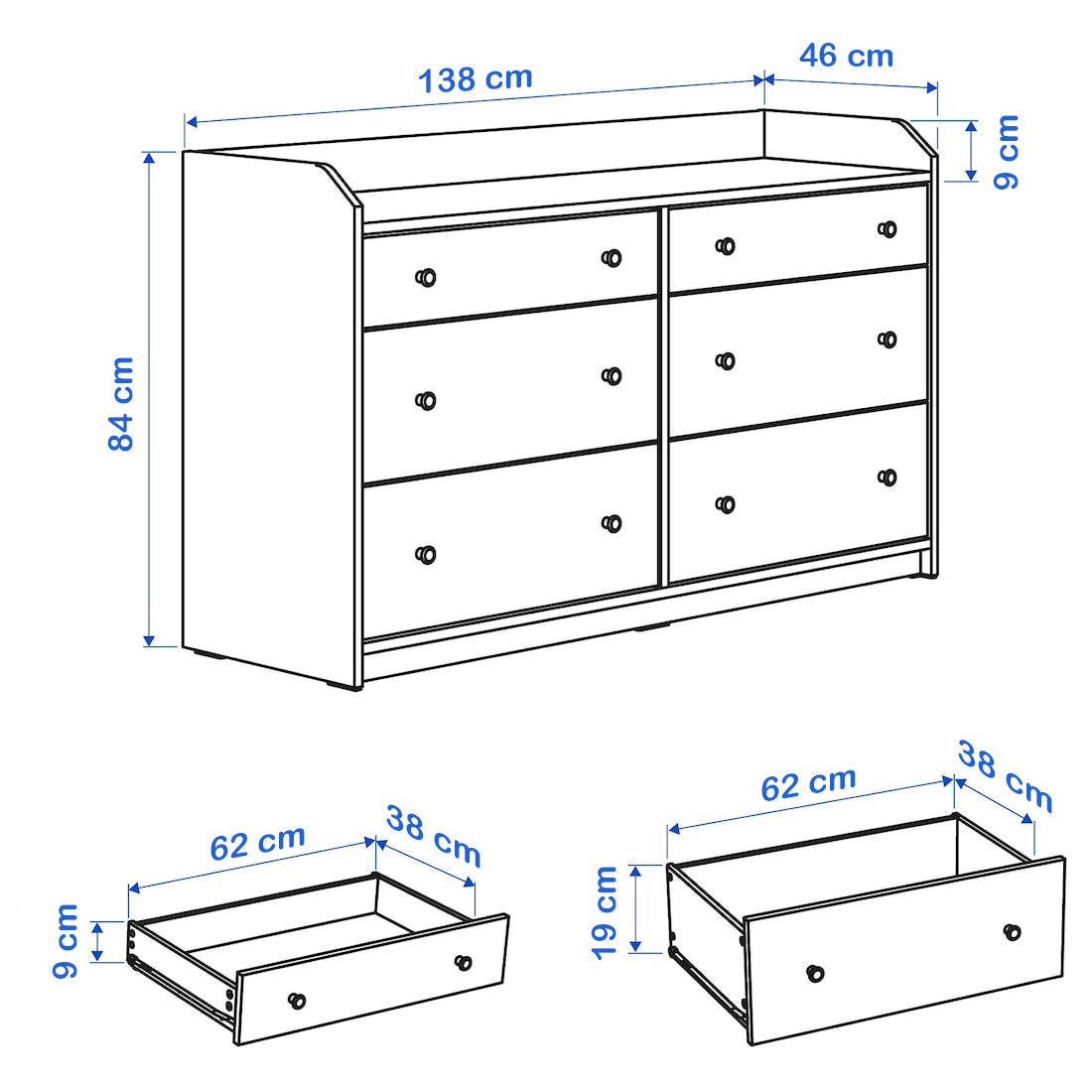 Drawer unit 138 x 46 cm - WDY76