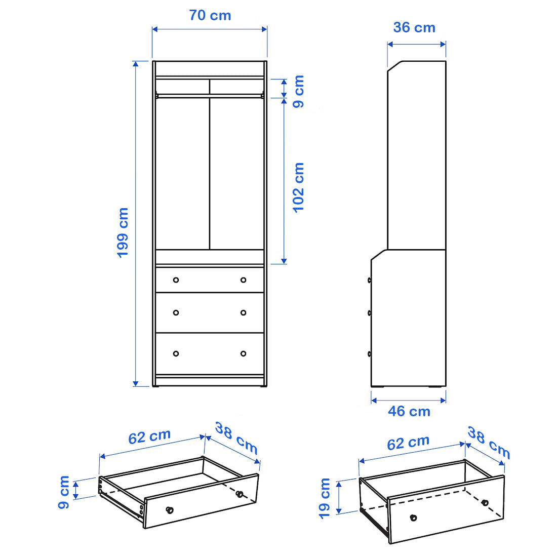 Entrance unit 70 x 46 cm - WDY67