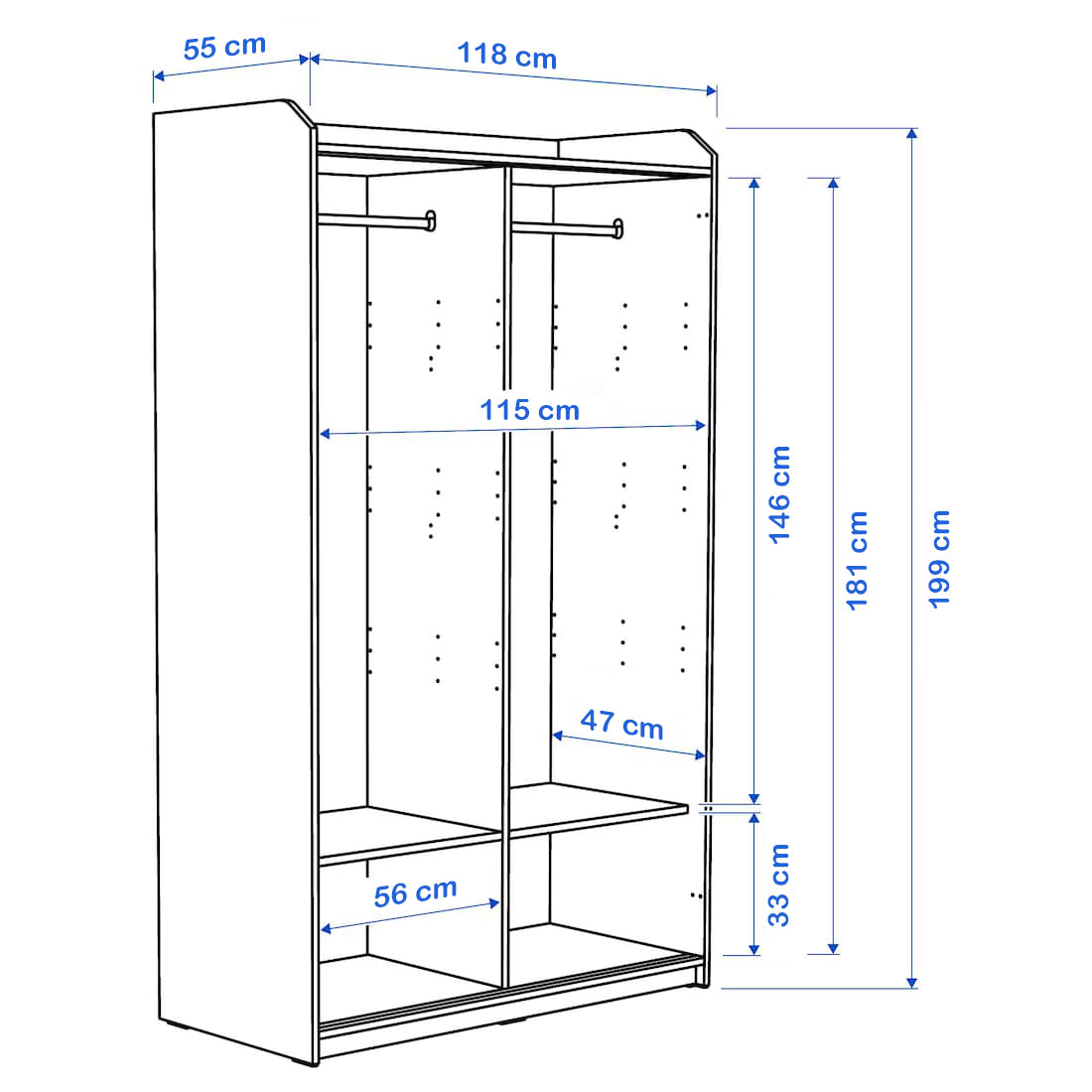 Wardrobe 199 x 118 cm - WDY77