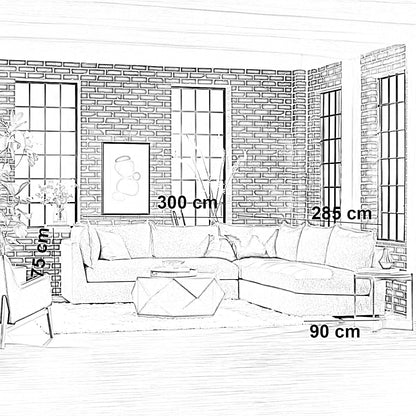 Beech wood corner sofa 300 x 285 cm - KEY68
