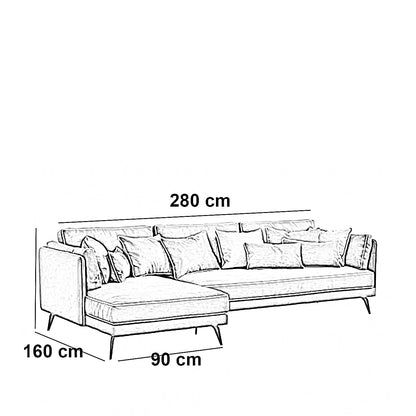 Beech wood corner sofa 280 x 160 cm - KEY69
