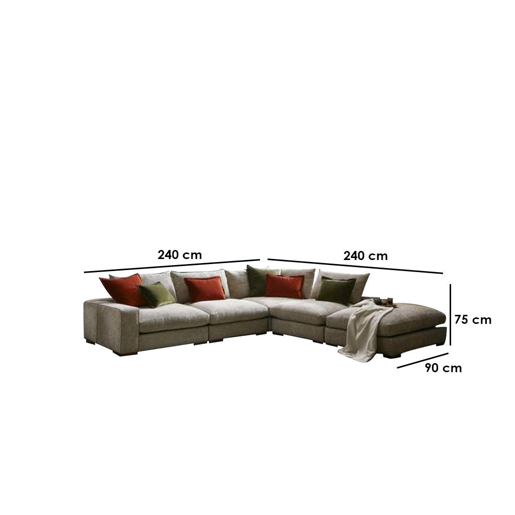 Beech wood corner sofa 240 x 240 cm - KEY74