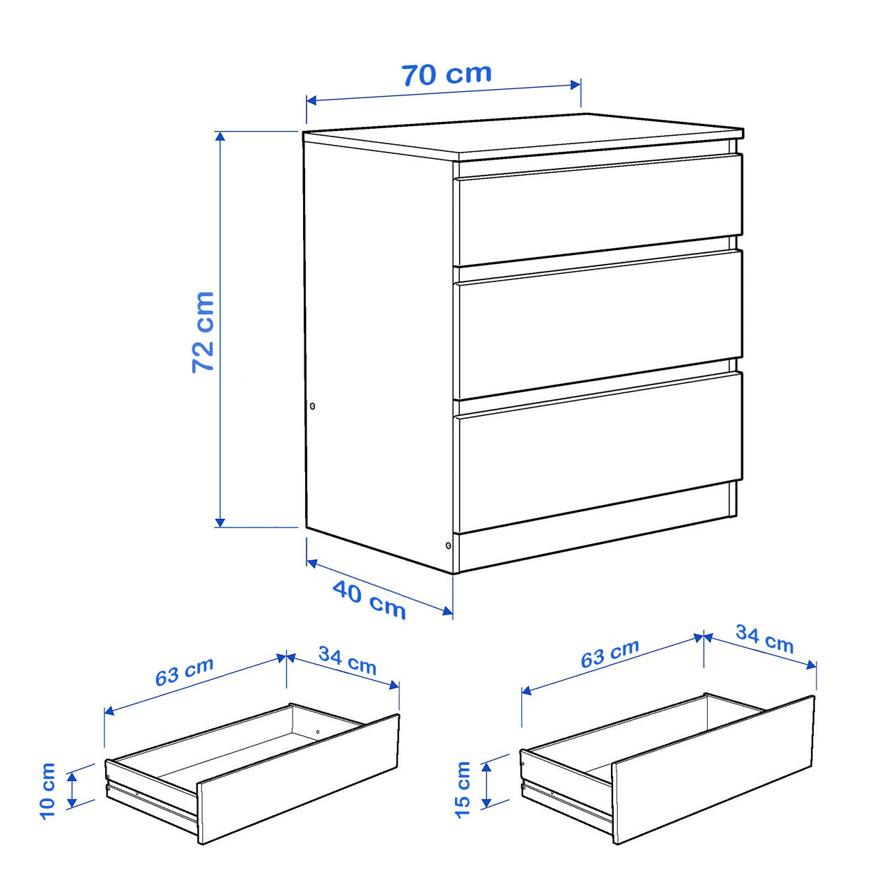 Drawer unit 70 x 40 cm - WDY118