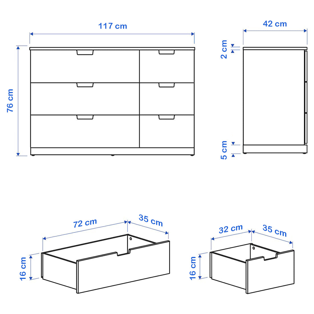 Drawer unit 117 x 42 cm - WDY49