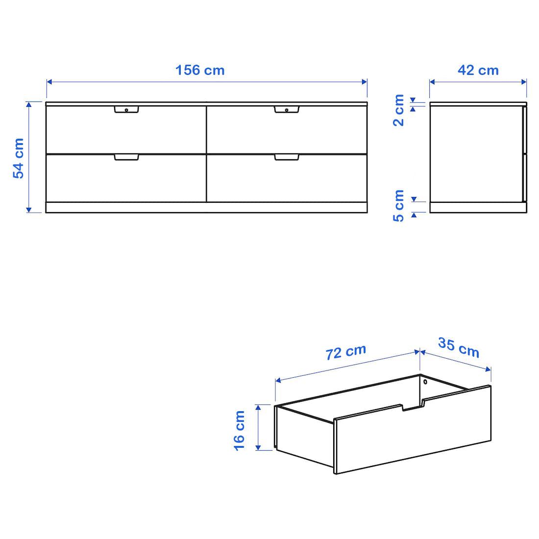 Drawer unit 156 x 42 cm - WDY51