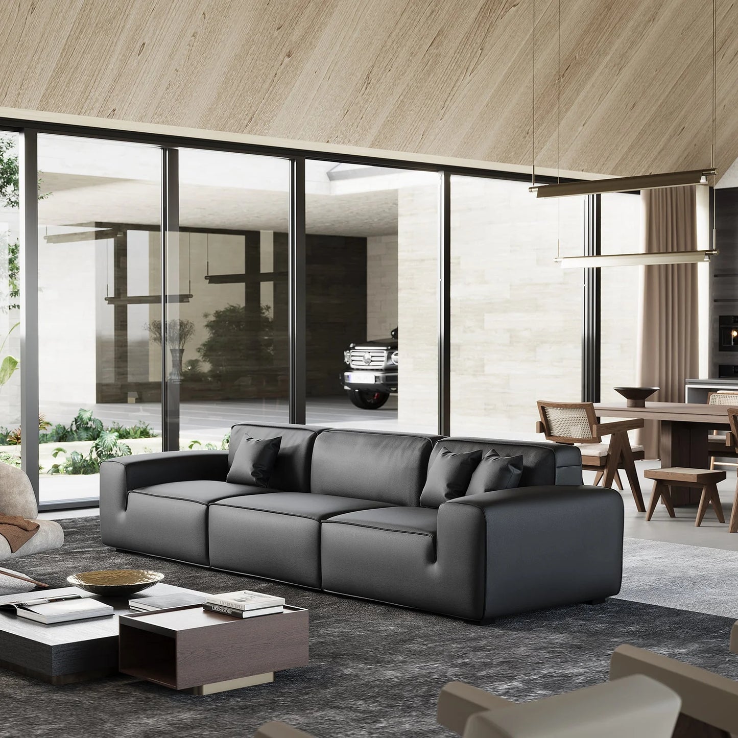 Beech wood sofa 250x90cm - HMS26