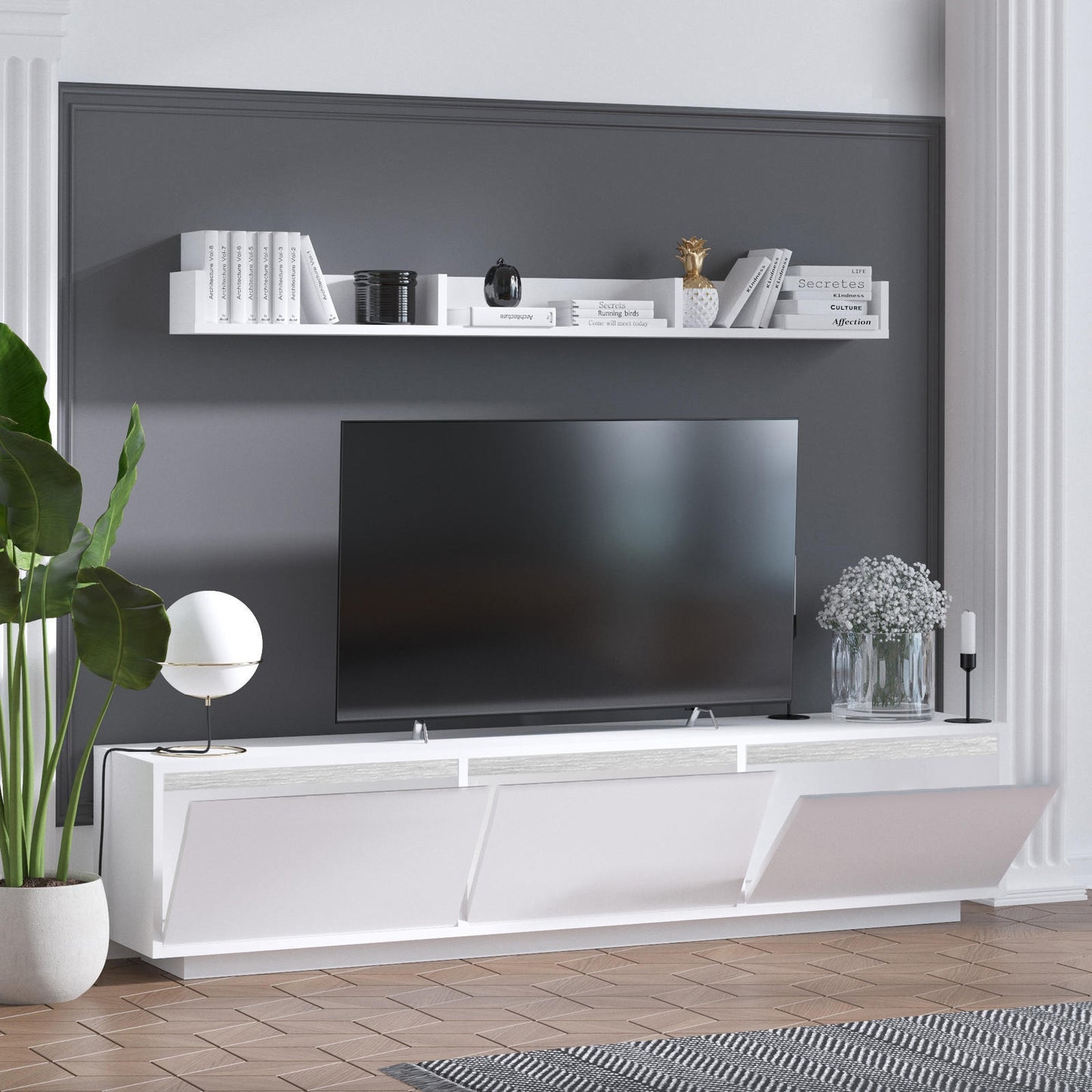 TV table with wall shelve - LOG266