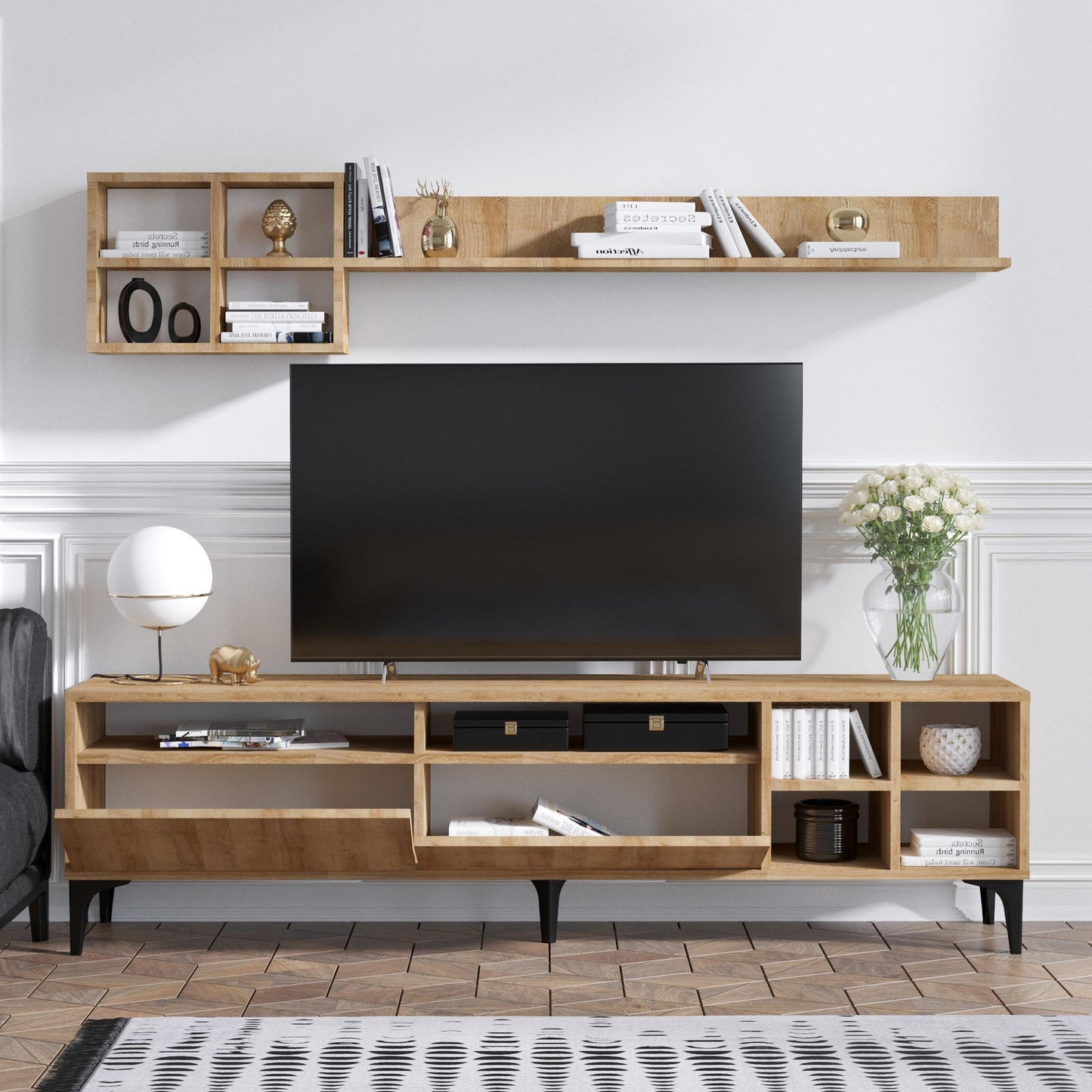 TV table with wall shelve - LOG267