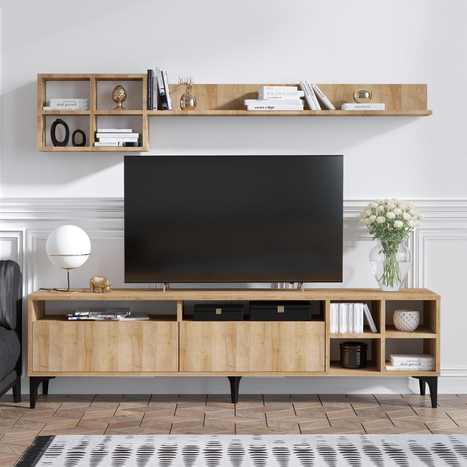 File Tv Table TV table with wall shelve - LOG267 – Chic Homz