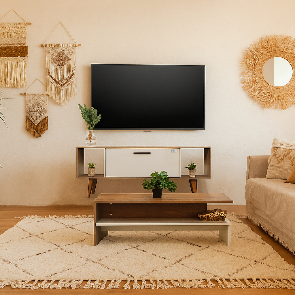 ترابيزة تليفزيون مع ترابيزة قهوة