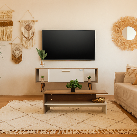 ترابيزة تليفزيون مع ترابيزة قهوة