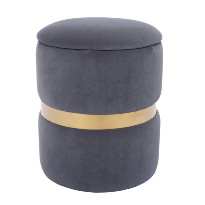 Round poufe - gray x gold - AC10