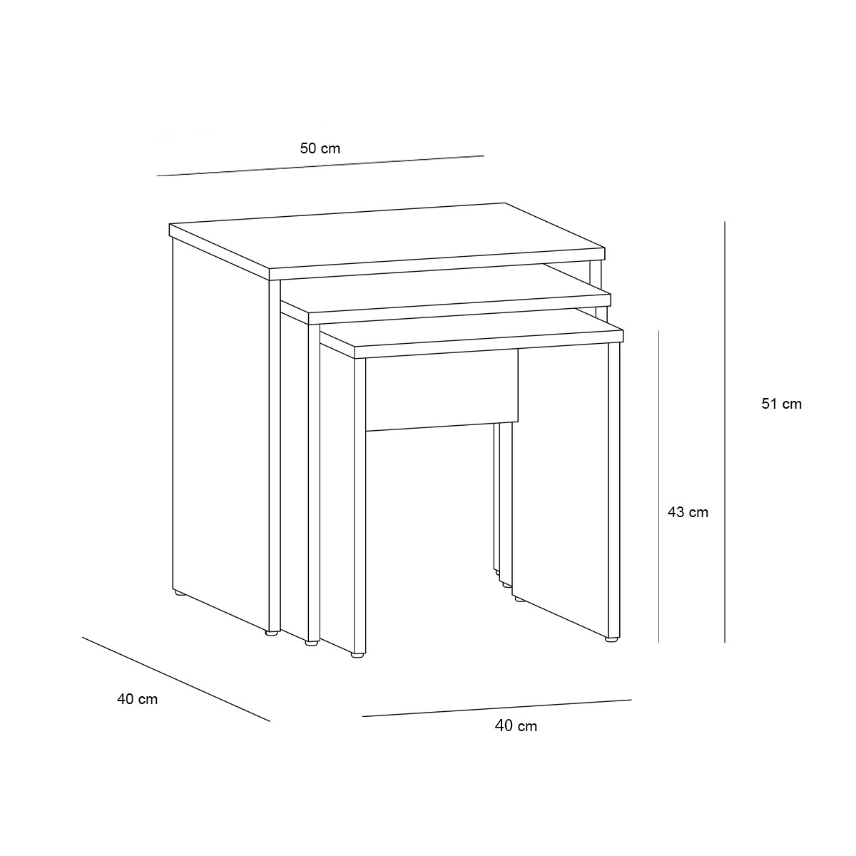 Side Table Set - 3 Pieces - MIRA45