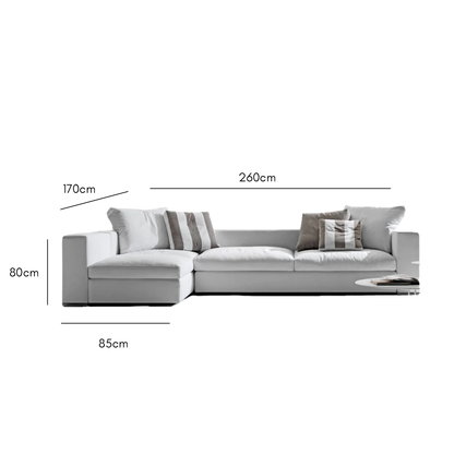 Beech wood corner sofa 260×170 cm - multiple colors - DECO220