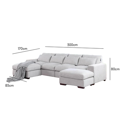 Beech wood corner sofa 300×150 cm - multiple colors - DECO221