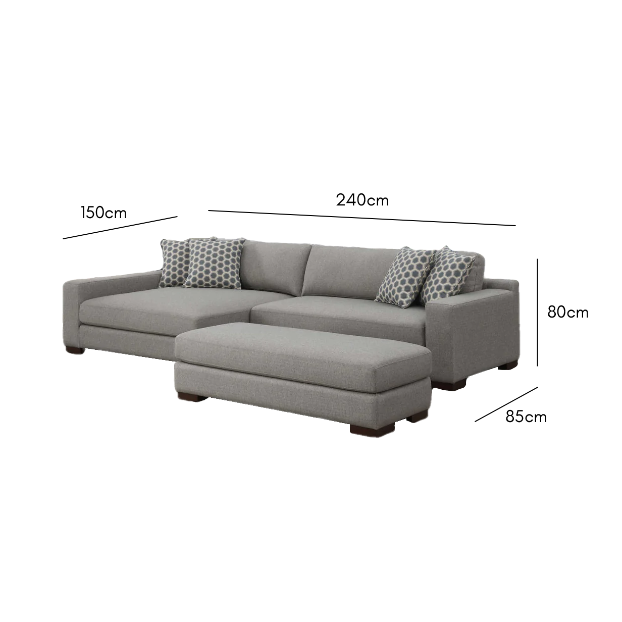 Beech wood corner sofa 240×150 cm - multiple colors - DECO222