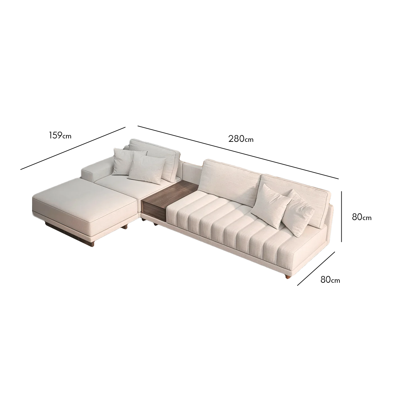 Beech wood corner sofa 280×150 cm - multiple colors - DECO235