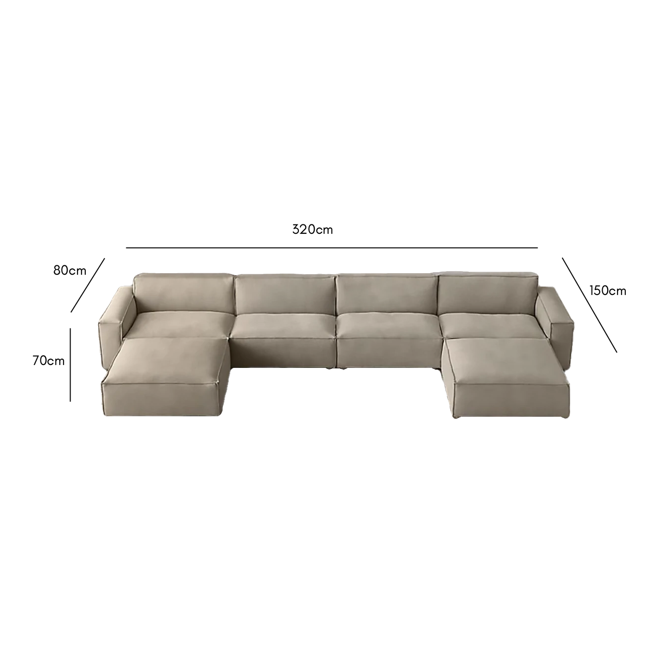 Beech wood corner sofa 320×150 cm - multiple colors - DECO240