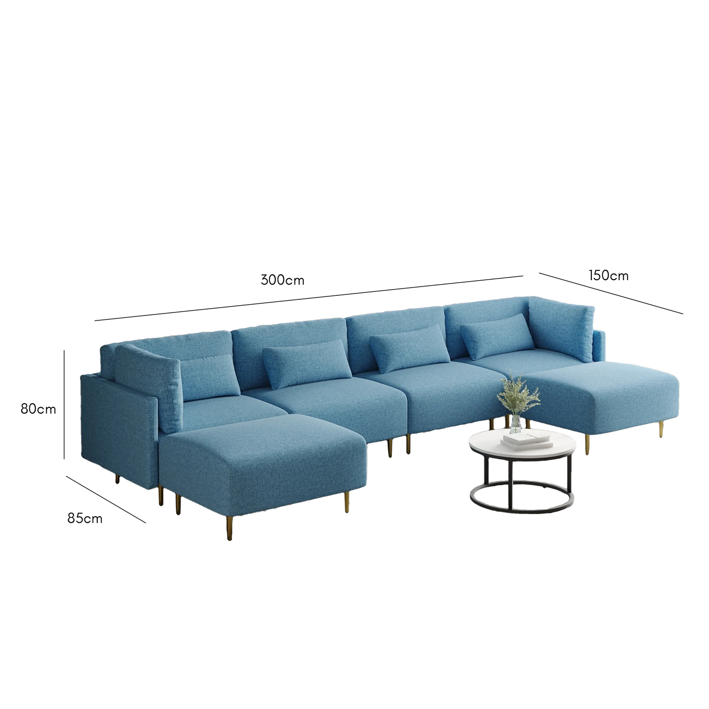 Beech wood corner sofa 300×150 cm - multiple colors - DECO241