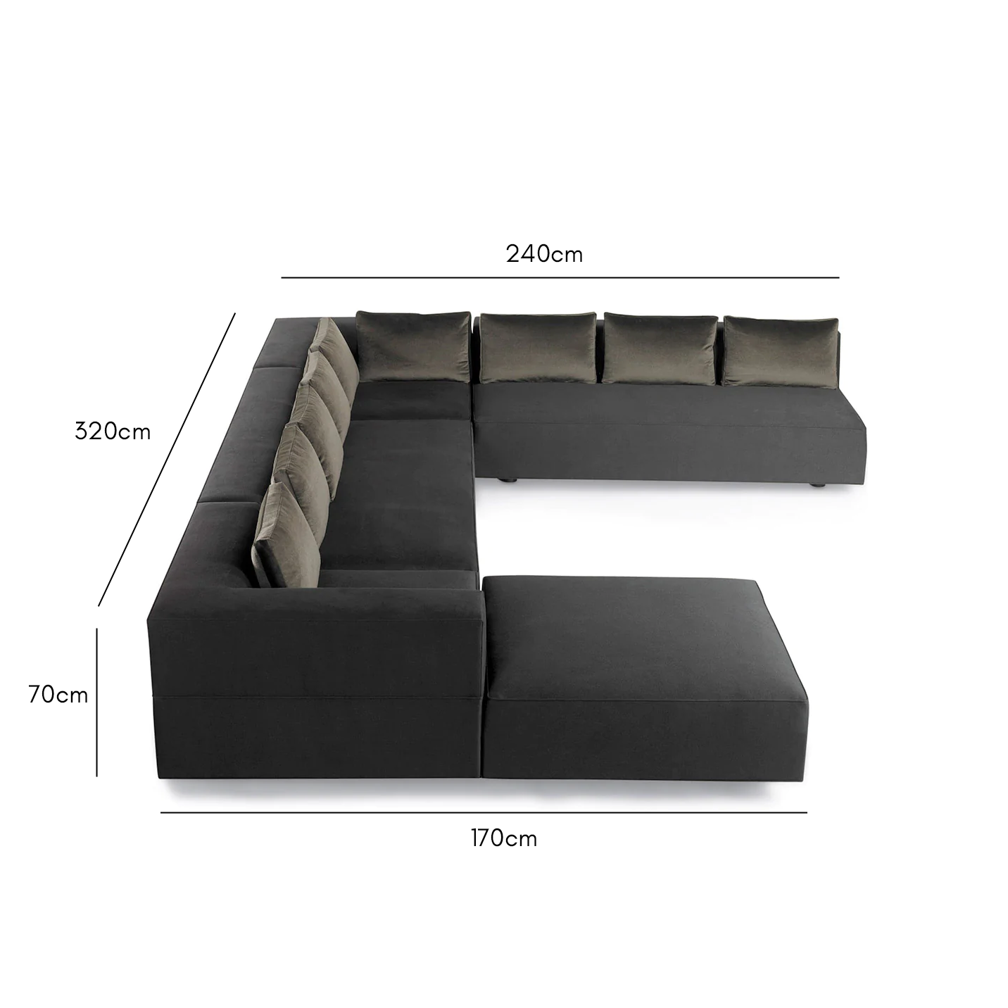 Beech wood corner sofa 320 x 240 cm - multiple colors - DECO242