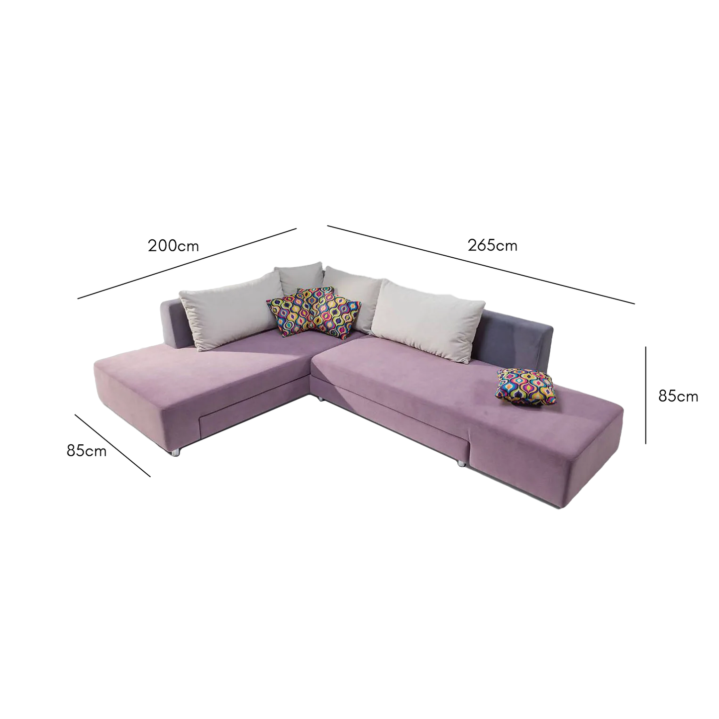 Beech wood bed corner sofa 265×200 cm - multiple colors - DECO253