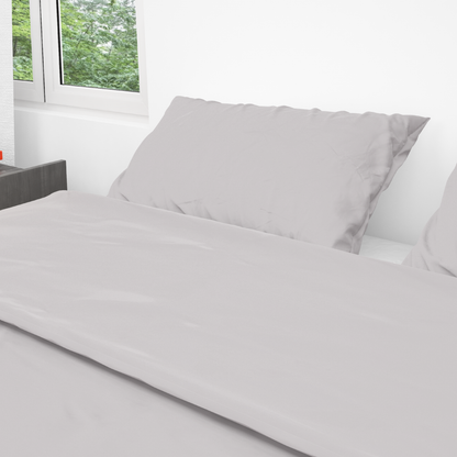 ملاية سرير مسطحة رمادي فاتح قطن 250tc بركال و 2 غطاء وسادة - مقاسات متعددة - BD24