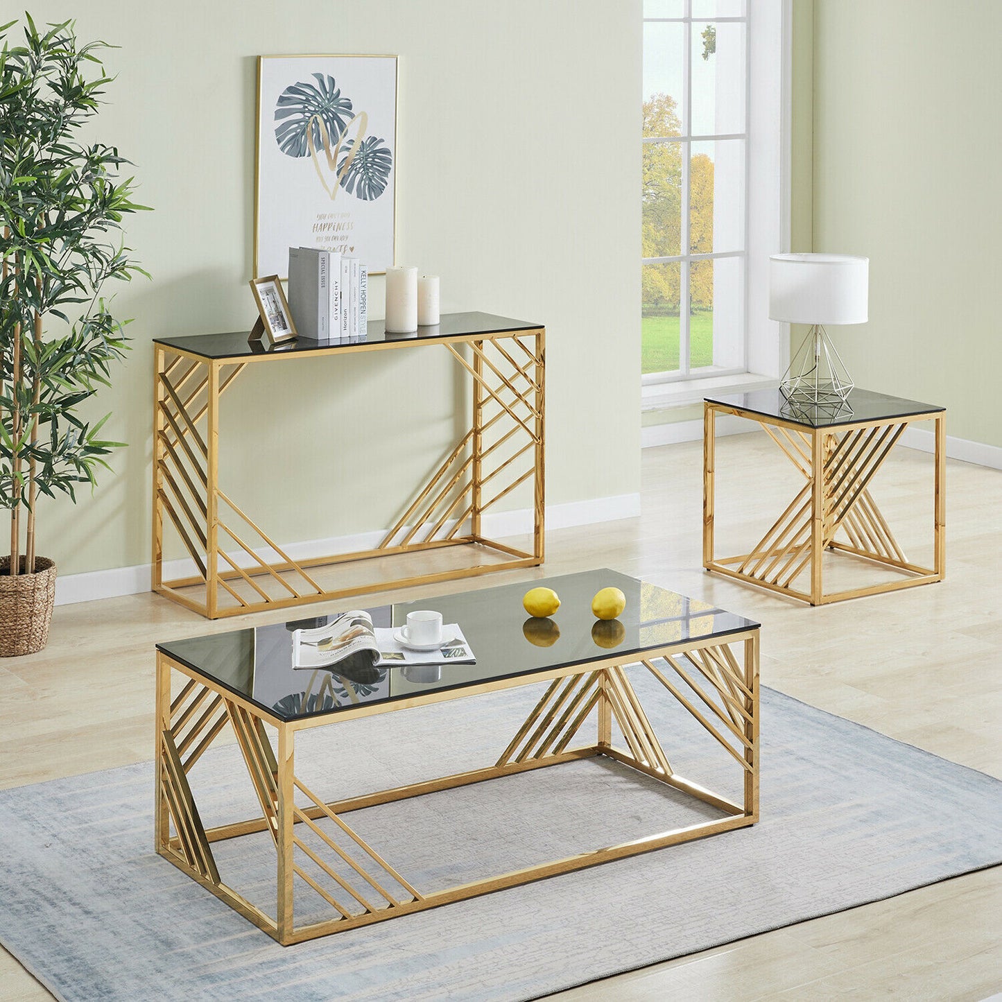 Console and coffee table with side table - JO14