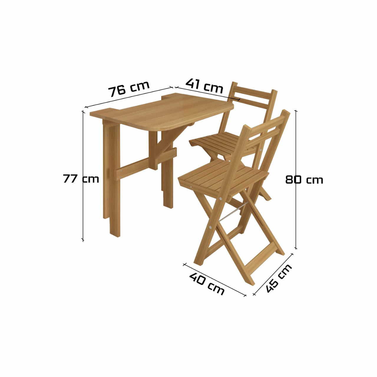 Table with two chairs, natural beech wood - MNR33