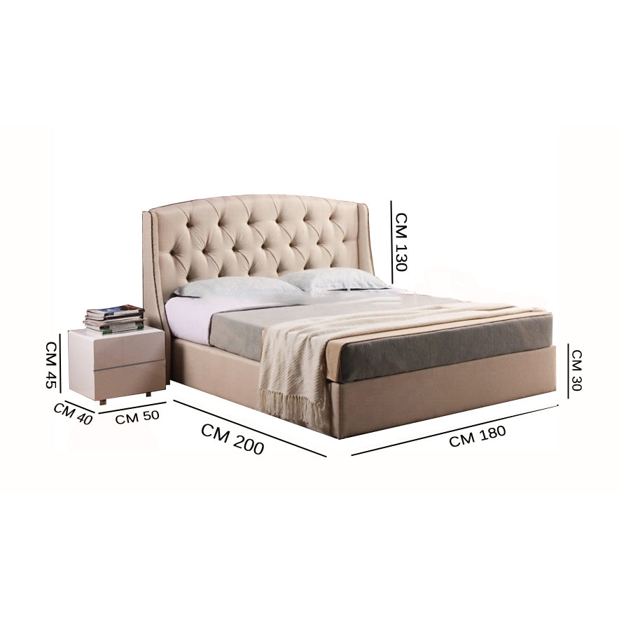 سرير مع 2 كمود خشب طبيعي - مقاسات متعددة - ألوان متعددة -WS127