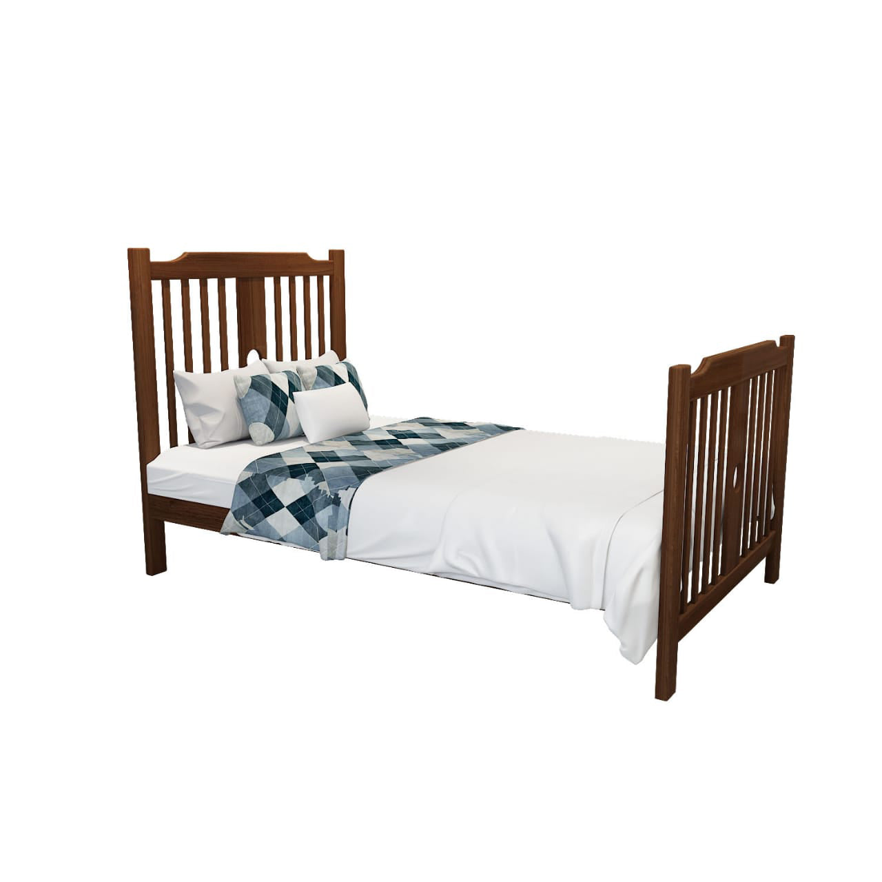 Natural beech wood bed 120×195 cm -MNR36