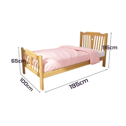 Natural beech wood bed 100×195 cm -MNR35