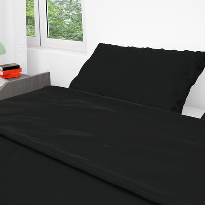 ملاية سرير مسطحة أسود قطن 250tc بركال و 2 غطاء وسادة - مقاسات متعددة - BD78
