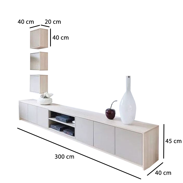 TV table with shelves 45 x 300 cm - SHR295
