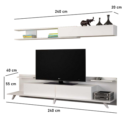TV table with upper display and storage unit 240X40 cm, multi-color - CBE401