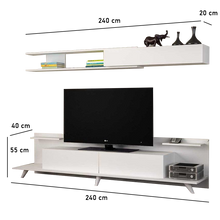 Load image in Gallery viewer, TV table with upper display and storage unit 240X40 cm, multi-color - TRA01

